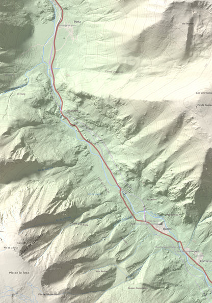 Mapa de relieve del Punxó, 2581 m, Cerdanya Nord, lámina 100 Cims de Trobart. Detalle de la zona inferior izquierda. 70 × 100 cm.