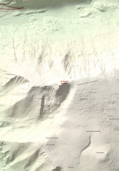 Mapa de relieve del Punxó, 2581 m, Cerdanya Nord, lámina 100 Cims de Trobart. Detalle de la zona central. 70 × 100 cm.