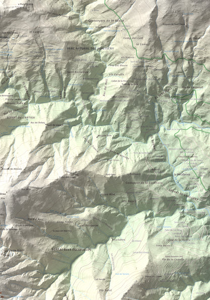 Mapa de relieve del Sui, 1319 m, Vallès Oriental, lámina 100 Cims de Trobart. Detalle de la zona superior derecha. 70 × 100 cm.