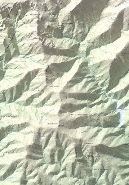 Mapa de relieve del Sui, 1319 m, Vallès Oriental, lámina 100 Cims de Trobart. Detalle de la zona inferior izquierda. 70 × 100 cm.