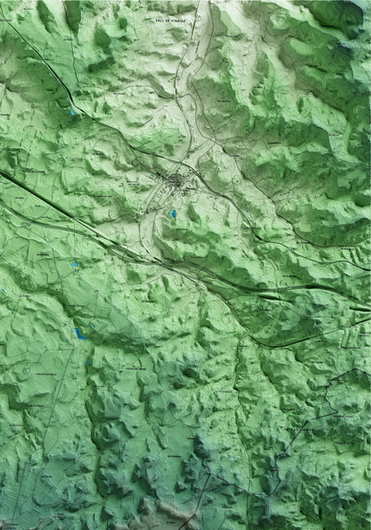 Mapa artístico del relieve del Vilosell, a las Garrigues, con 15 km de entorno y base topográfica ICGC. Detalle de la zona superior derecha.