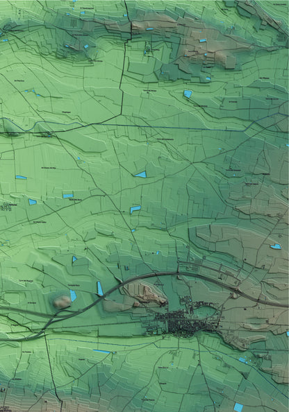 Mapa artístico del relieve dels Alamús, al Segrià, con 15 km de entorno y base topográfica ICGC. Detalle de la zona superior derecha.