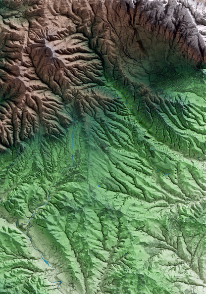Mapa artístico del relieve dels Hostalets de Pierola, al Anoia, con 15 km de entorno y base topográfica ICGC