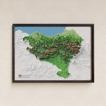 Euskal Herria, Clàssic, 70 × 100 cm: presentació en marc negre (marc no inclòs).