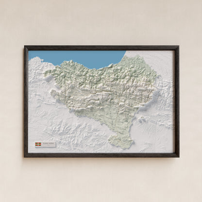 Euskal Herria, Cartogràfic, 70 × 100 cm: presentació en marc negre (marc no inclòs).