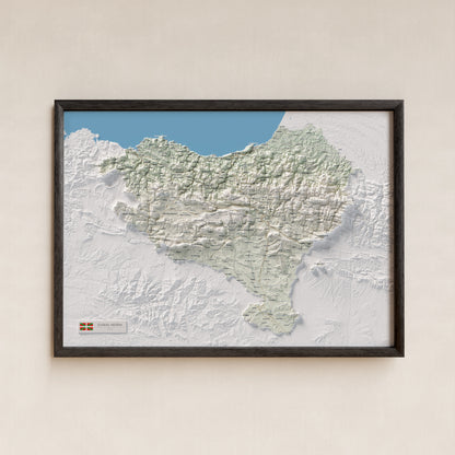Euskal Herria, Cartogràfic, 50 × 70 cm: presentació en marc negre (marc no inclòs).