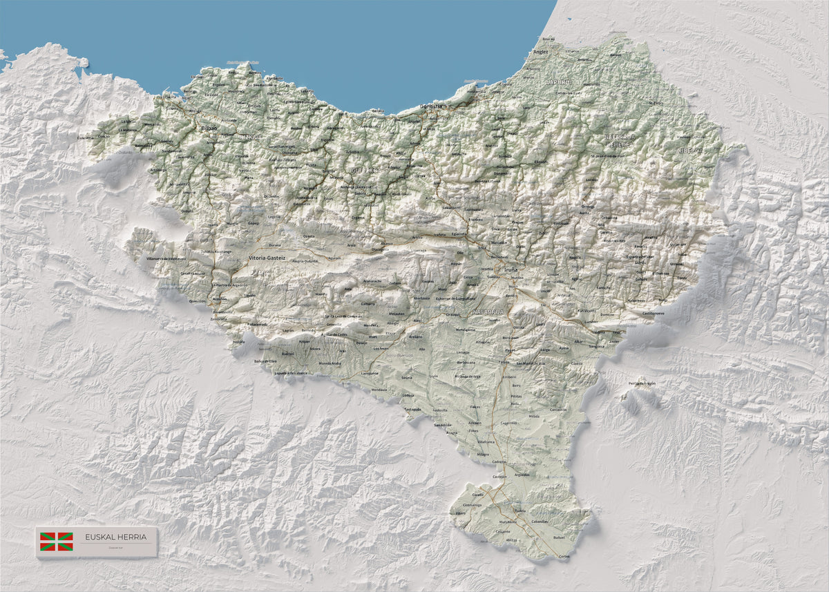 Euskal Herria, Cartogràfic, 50 × 70 cm: mapa complet.
