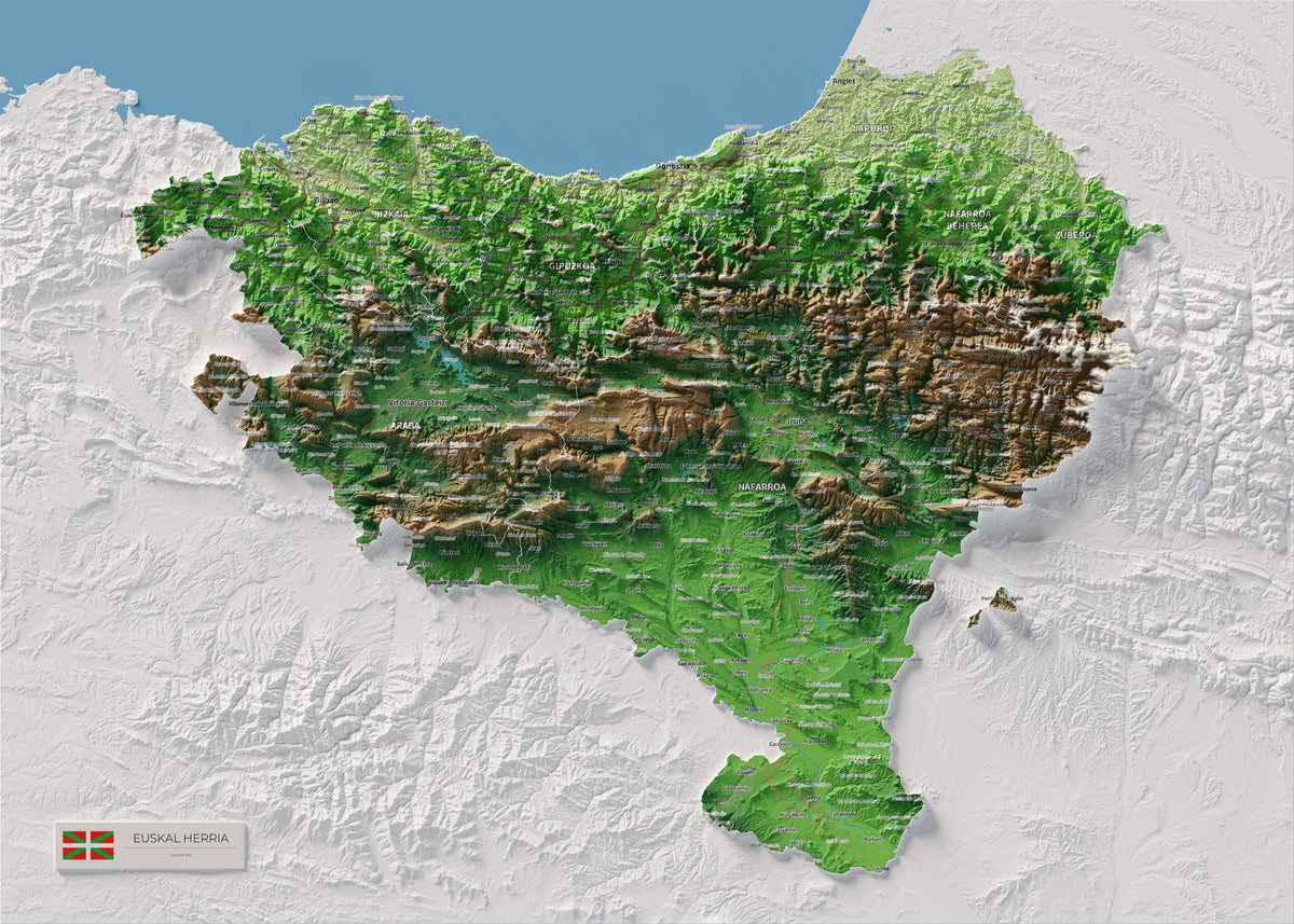 Euskal Herria, Clàssic, 50 × 70 cm: mapa complet.