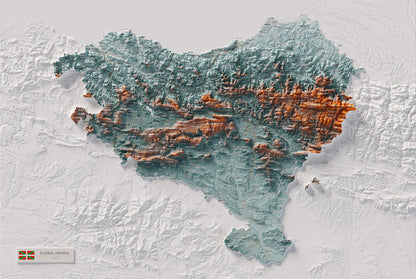 Euskal Herria, Blau i taronja, 61 × 91 cm: mapa complet.