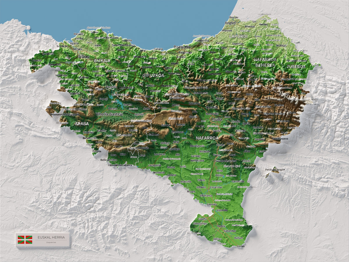 Euskal Herria, Clàssic, 30 × 40 cm: mapa complet.
