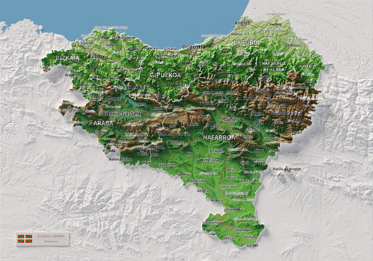 Euskal Herria, Clàssic, 21 × 30 cm: mapa complet.