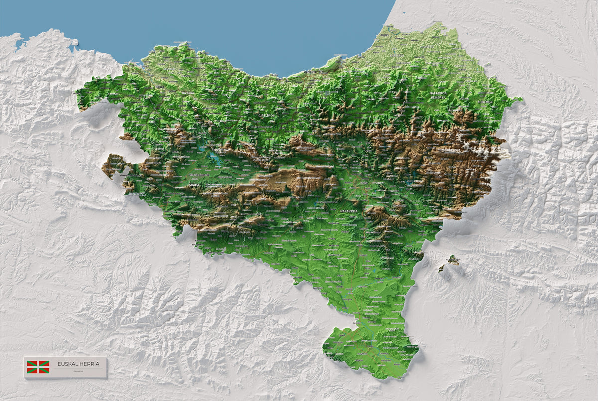 Euskal Herria, Clàssic, 61 × 91 cm: mapa complet.