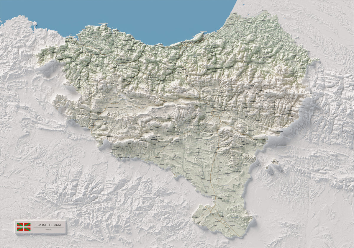 Euskal Herria, Cartogràfic, 70 × 100 cm: mapa complet.