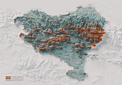 Euskal Herria, Blau i taronja, 21 × 30 cm: mapa complet.