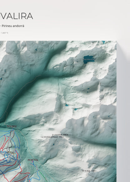 Mapa de pistas de Grandvalira · Alpina · 50 × 70 cm. Detalle del cuadrante superior derecho.