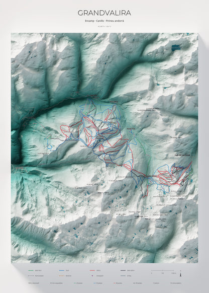 Mapa de pistas de Grandvalira · Alpina · 50 × 70 cm. Lámina completa.