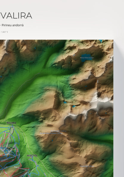 Mapa de pistas de Grandvalira · Clásico · 70 × 100 cm. Detalle del cuadrante superior derecho.