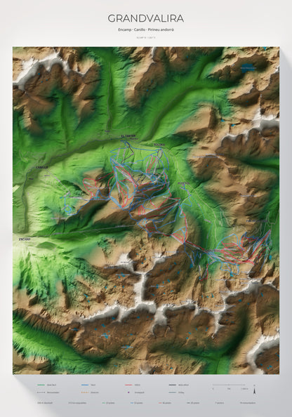 Mapa de pistas de Grandvalira · Clásico · 70 × 100 cm. Lámina completa.