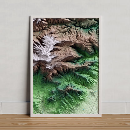 Mapa artístico del relieve de l'Albiol, al Baix Camp, con 15 km de entorno y base topográfica ICGC. Presentación enmarcada.