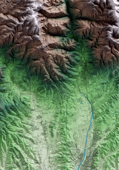 Mapa artístico del relieve de l'Ametlla del Vallès, al Vallès Oriental, con 15 km de entorno y base topográfica ICGC