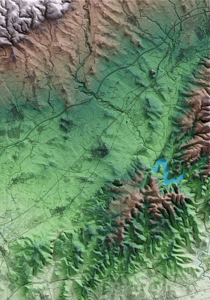 Mapa artístico del relieve de l'Arboç, al Baix Penedès, con 15 km de entorno y base topográfica ICGC