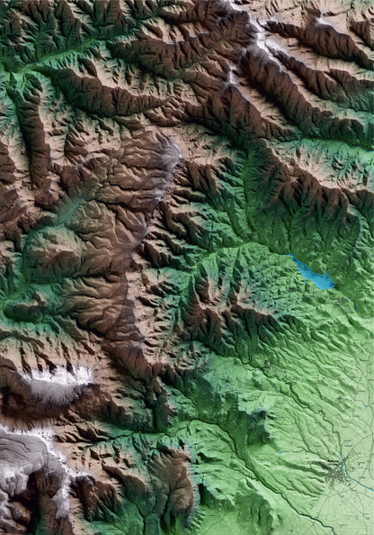 Mapa artístico del relieve de l'Argentera, al Baix Camp, con 15 km de entorno y base topográfica ICGC