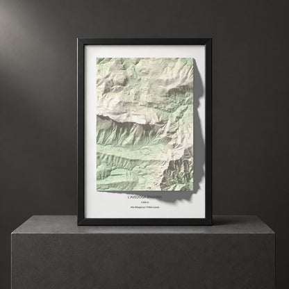 Mapa de relieve de l'Avedoga d'Adons, 1839 m, Alta Ribagorça · Pallars Jussà, lámina 100 Cims de Trobart. Presentación enmarcada. 70 × 100 cm.