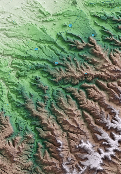 Mapa artístico del relieve de l'Espluga Calba, a las Garrigues, con 15 km de entorno y base topográfica ICGC