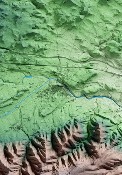 Mapa artístico del relieve de l'Espluga de Francolí, a la Conca de Barberà, con 15 km de entorno y base topográfica ICGC. Detalle de la zona central.