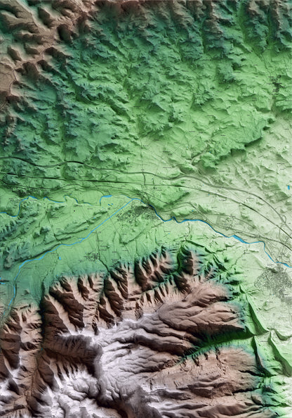 Mapa artístico del relieve de l'Espluga de Francolí, a la Conca de Barberà, con 15 km de entorno y base topográfica ICGC