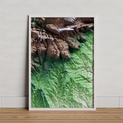 Mapa artístico del relieve de l'Espunyola, al Berguedà, con 15 km de entorno y base topográfica ICGC. Presentación enmarcada.