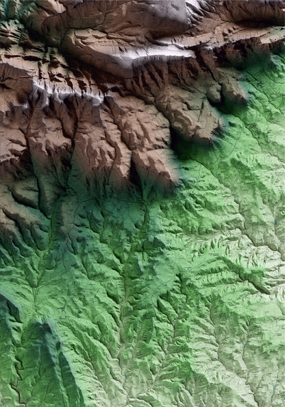 Mapa artístico del relieve de l'Espunyola, al Berguedà, con 15 km de entorno y base topográfica ICGC