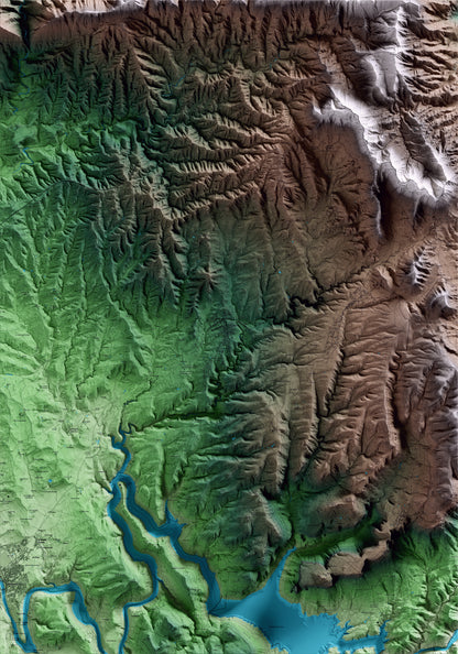 Mapa artístico del relieve de l'Esquirol, a Osona, con 15 km de entorno y base topográfica ICGC