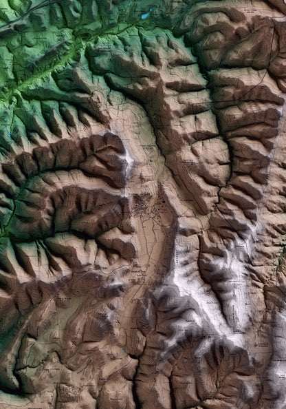 Mapa artístico del relieve de l'Estany, al Moianès, con 15 km de entorno y base topográfica ICGC. Detalle de la zona central.