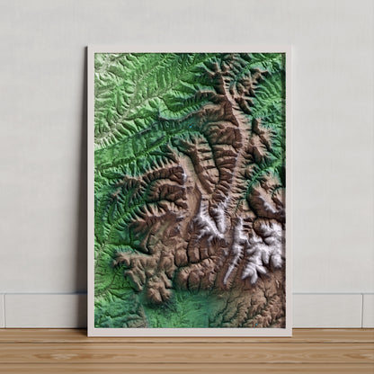Mapa artístico del relieve de l'Estany, al Moianès, con 15 km de entorno y base topográfica ICGC. Presentación enmarcada.