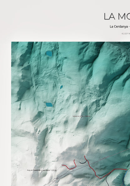 Mapa de pistes de La Molina · Alpina · 70 × 100 cm. Detall del quadrant superior esquerre.