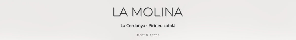 Mapa de pistes de La Molina · 70 × 100 cm. Detall del títol i les coordenades.