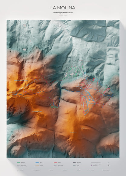 Mapa de pistes de La Molina · Contrastat · 50 × 70 cm. Làmina sencera.