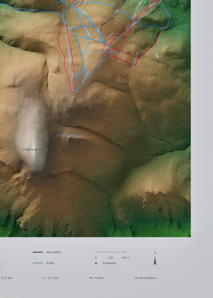 Mapa de pistes de La Molina · Clàssic · 50 × 70 cm. Detall del quadrant inferior dret.