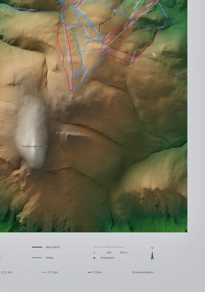 Mapa de pistes de La Molina · Clàssic · 70 × 100 cm. Detall del quadrant inferior dret.