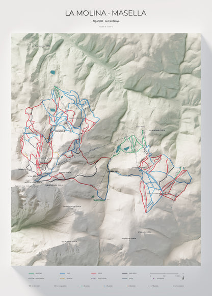 Mapa de pistes de La Molina · Masella · Cartogràfic · 50 × 70 cm. Làmina sencera.