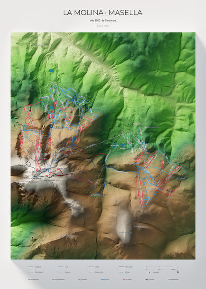 Mapa de pistes de La Molina · Masella · Clàssic · 50 × 70 cm. Làmina sencera.