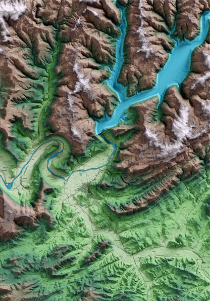 Mapa artístico del relieve de la Baronia de Rialb, a la Noguera, con 15 km de entorno y base topográfica ICGC