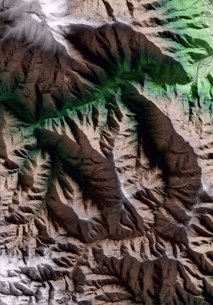 Mapa artístico del relieve de la Cellera de Ter, a la Selva, con 15 km de entorno y base topográfica ICGC. Detalle de la zona inferior izquierda.
