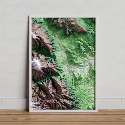 Mapa artístico del relieve de la Cellera de Ter, a la Selva, con 15 km de entorno y base topográfica ICGC. Presentación enmarcada.