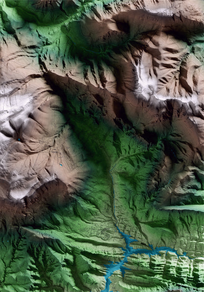 Mapa artístico del relieve de la Coma i la Pedra, al Solsonès, con 15 km de entorno y base topográfica ICGC