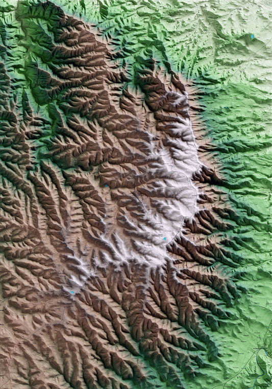 Mapa artístico del relieve de la Fatarella, a la Terra Alta, con 15 km de entorno y base topográfica ICGC