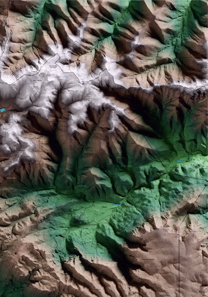 Mapa artístico del relieve de la Febró, al Baix Camp, con 15 km de entorno y base topográfica ICGC. Detalle de la zona superior derecha.