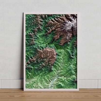 Mapa artístico del relieve de la Figuera, al Priorat, con 15 km de entorno y base topográfica ICGC. Presentación enmarcada.