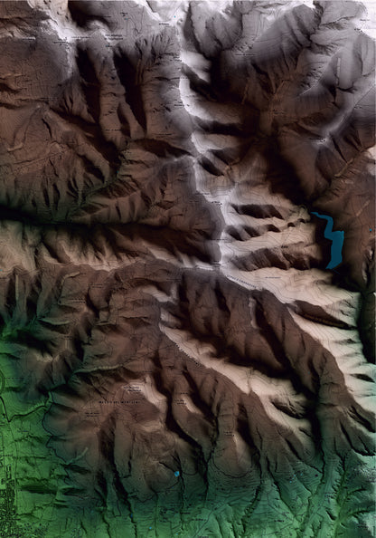 Mapa artístico del relieve de la Garriga, al Vallès Oriental, con 15 km de entorno y base topográfica ICGC. Detalle de la zona superior derecha.